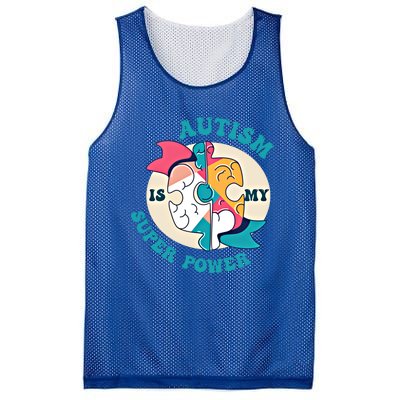 Autism Is My Super Power Awareness Day Month Colorful Puzzle Gift Mesh Reversible Basketball Jersey Tank