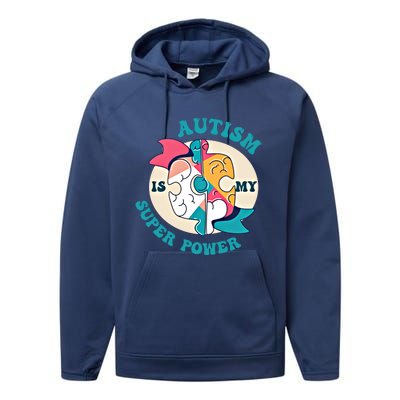 Autism Is My Super Power Awareness Day Month Colorful Puzzle Gift Performance Fleece Hoodie