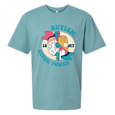 Autism Is My Super Power Awareness Day Month Colorful Puzzle Gift Sueded Cloud Jersey T-Shirt