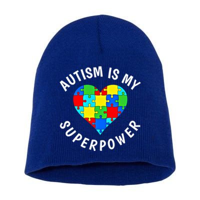 Autism Is My Superpower World Autism Awareness Day 2024 Gift Short Acrylic Beanie