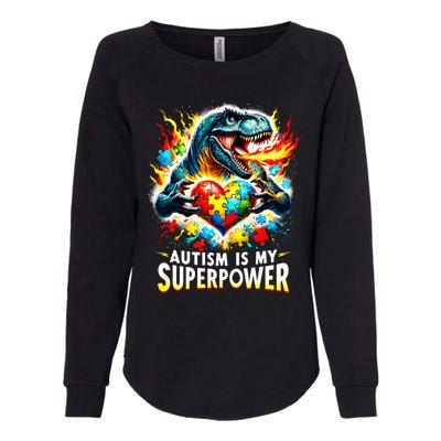 Autism Is My Superpower Puzzle Dinosaur T Rex Autism Month Gift Womens California Wash Sweatshirt