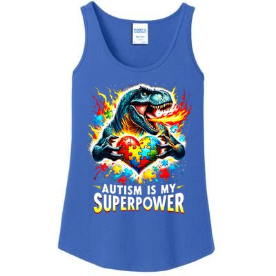 Autism Is My Superpower Puzzle Dinosaur T Rex Autism Month Gift Ladies Essential Tank