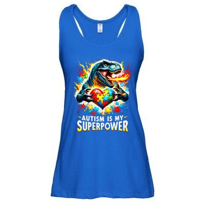 Autism Is My Superpower Puzzle Dinosaur T Rex Autism Month Gift Ladies Essential Flowy Tank