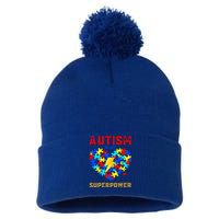 Autism Is My Super Power Superhero Autism Awareness Gift Pom Pom 12in Knit Beanie