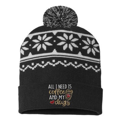 All I Need Is Coffee And My Dog Funny Dog Mom Coffee Lover USA-Made Snowflake Beanie