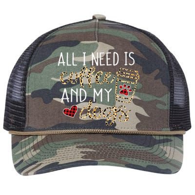 All I Need Is Coffee And My Dog Funny Dog Mom Coffee Lover Retro Rope Trucker Hat Cap