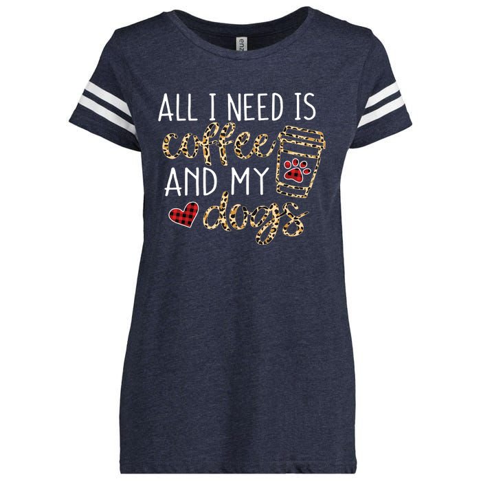 All I Need Is Coffee And My Dog Funny Dog Mom Coffee Lover Enza Ladies Jersey Football T-Shirt