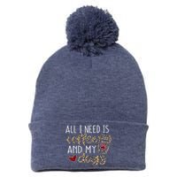 All I Need Is Coffee And My Dog Funny Dog Mom Coffee Lover Pom Pom 12in Knit Beanie