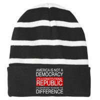 America Is Not A Democracy It’S A Constitutional Republic Striped Beanie with Solid Band