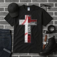 All I Need Is Baseball & Jesus Christian Cross Faith Tall T-Shirt
