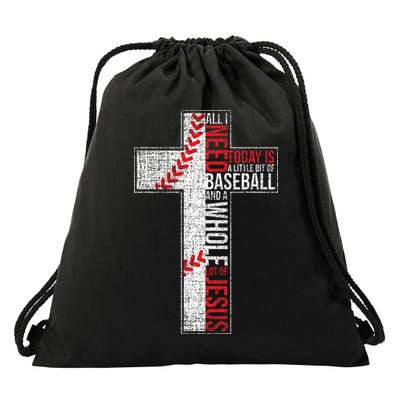 All I Need Is Baseball & Jesus Christian Cross Faith Drawstring Bag