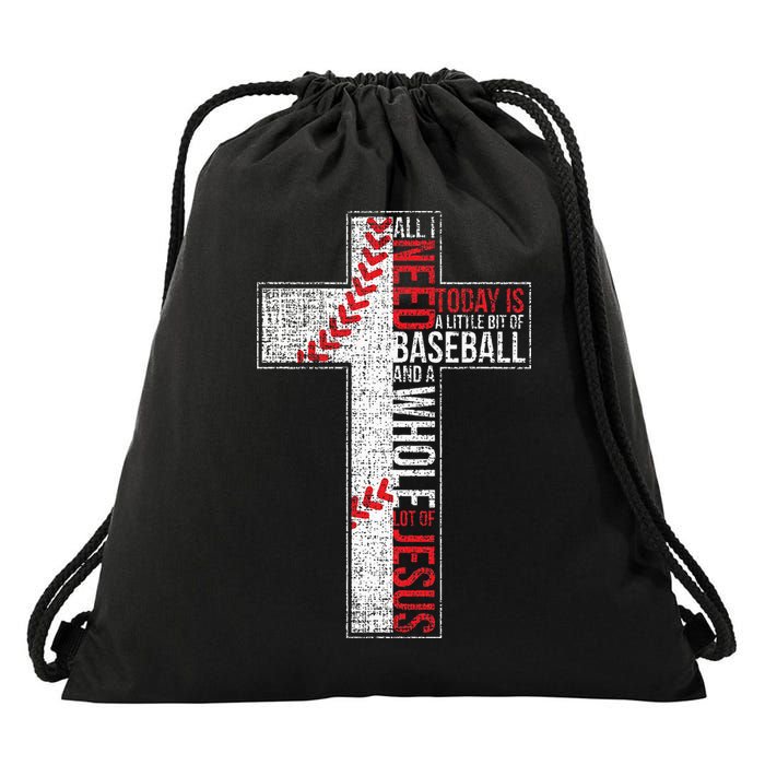 All I Need Is Baseball & Jesus Christian Cross Faith Drawstring Bag