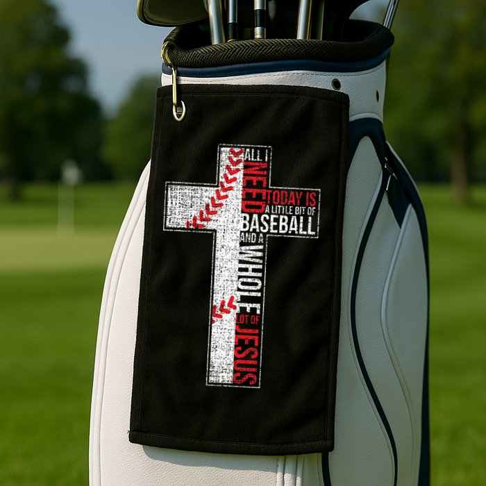 All I Need Is Baseball & Jesus Christian Cross Faith Golf Towel