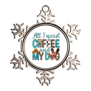 All I Need Is Coffee And My Dog Leopard Coffee Lover Metallic Star Ornament