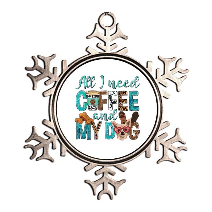 All I Need Is Coffee And My Dog Leopard Coffee Lover Metallic Star Ornament