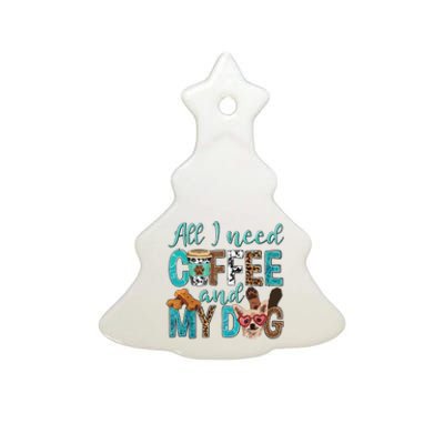 All I Need Is Coffee And My Dog Leopard Coffee Lover Ceramic Tree Ornament