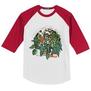 All I Need Is Coffee And Plants Skeletons Coffee Lover Kids Colorblock Raglan Jersey