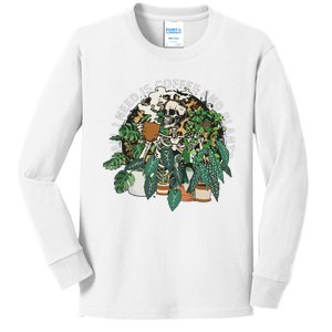 All I Need Is Coffee And Plants Skeletons Coffee Lover Kids Long Sleeve Shirt