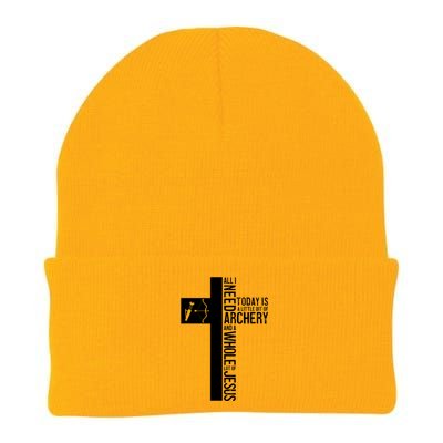 All I Need Is Archery And Jesus Christian Cross Bow Arrow Great Gift Knit Cap Winter Beanie