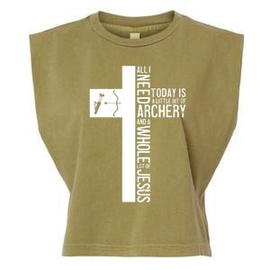 All I Need Is Archery And Jesus Christian Cross Bow Arrow Great Gift Garment-Dyed Women's Muscle Tee