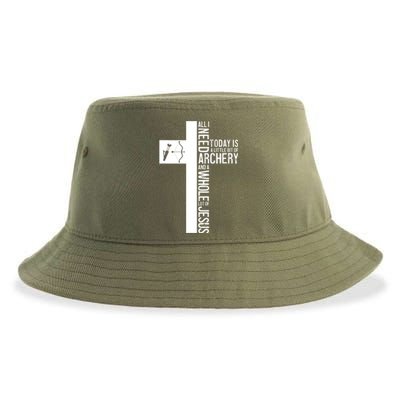 All I Need Is Archery And Jesus Christian Cross Bow Arrow Great Gift Sustainable Bucket Hat