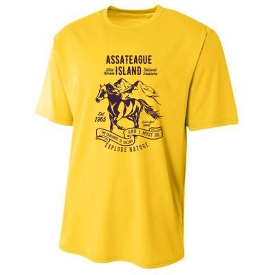 Assateague Island National Seashore Wild Horses Youth Performance Sprint T-Shirt