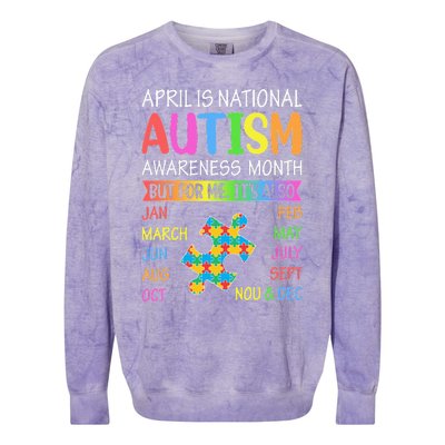 April is National Autism Awareness Month Colorblast Crewneck Sweatshirt