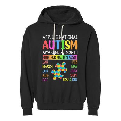 April is National Autism Awareness Month Garment-Dyed Fleece Hoodie