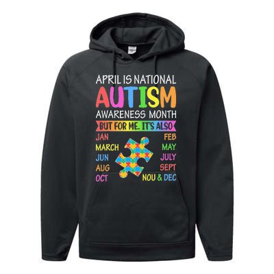 April is National Autism Awareness Month Performance Fleece Hoodie