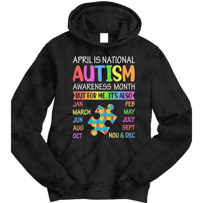 April is National Autism Awareness Month Tie Dye Hoodie