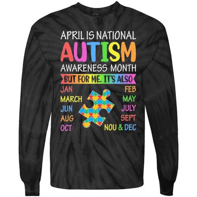 April is National Autism Awareness Month Tie-Dye Long Sleeve Shirt