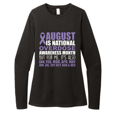 August Is National Overdose Awareness Month Purple Ribbon Womens CVC Long Sleeve Shirt