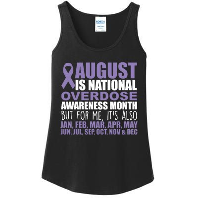 August Is National Overdose Awareness Month Purple Ribbon Ladies Essential Tank