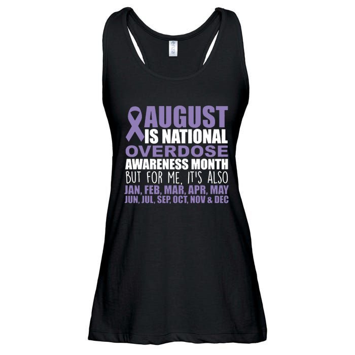 August Is National Overdose Awareness Month Purple Ribbon Ladies Essential Flowy Tank