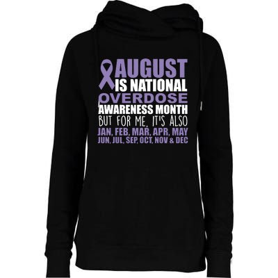 August Is National Overdose Awareness Month Purple Ribbon Womens Funnel Neck Pullover Hood