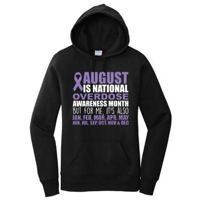 August Is National Overdose Awareness Month Purple Ribbon Women's Pullover Hoodie