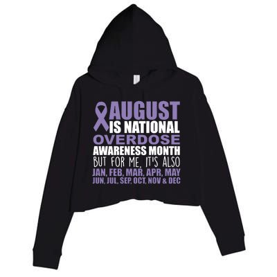 August Is National Overdose Awareness Month Purple Ribbon Crop Fleece Hoodie