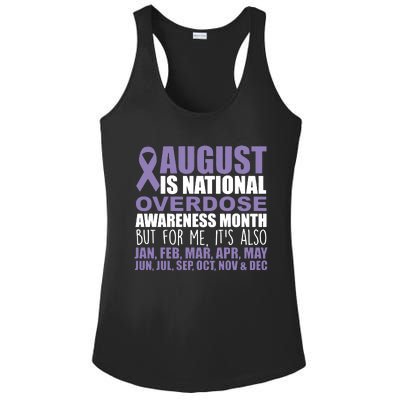 August Is National Overdose Awareness Month Purple Ribbon Ladies PosiCharge Competitor Racerback Tank