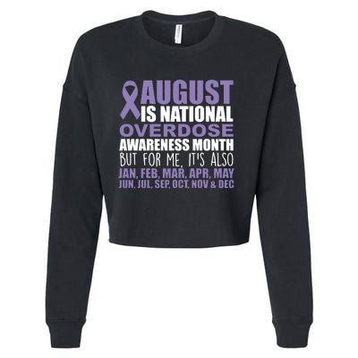 August Is National Overdose Awareness Month Purple Ribbon Cropped Pullover Crew