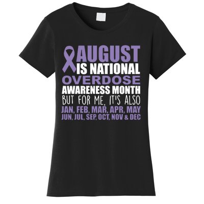 August Is National Overdose Awareness Month Purple Ribbon Women's T-Shirt