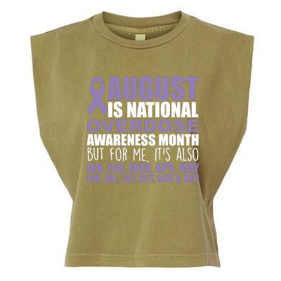 August Is National Overdose Awareness Month Purple Ribbon Garment-Dyed Women's Muscle Tee