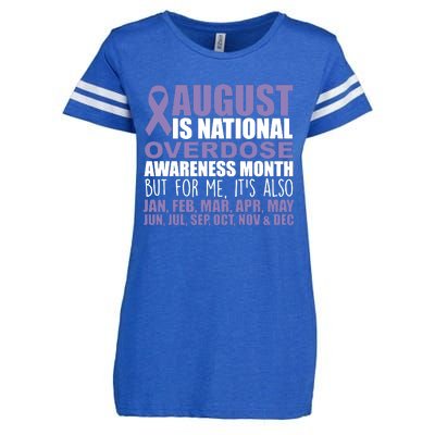 August Is National Overdose Awareness Month Purple Ribbon Enza Ladies Jersey Football T-Shirt