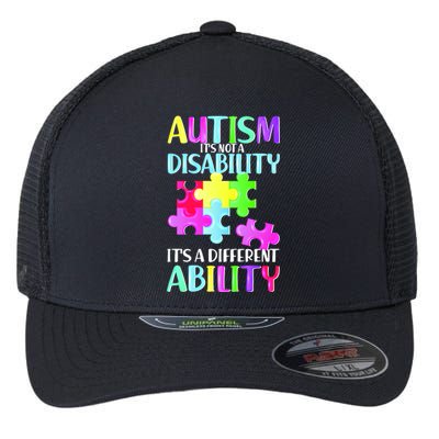 Autism It's Not A Disability It's An Ability Awareness Puzzle Flexfit Unipanel Trucker Cap