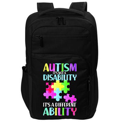 Autism It's Not A Disability It's An Ability Awareness Puzzle Impact Tech Backpack