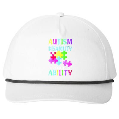 Autism It's Not A Disability It's An Ability Awareness Puzzle Snapback Five-Panel Rope Hat