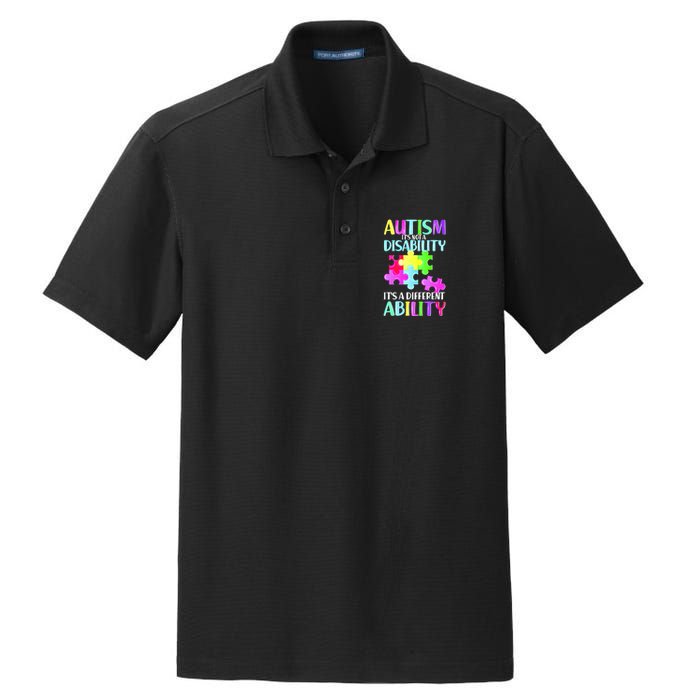 Autism It's Not A Disability It's An Ability Awareness Puzzle Dry Zone Grid Polo