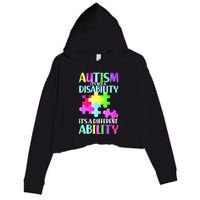 Autism It's Not A Disability It's An Ability Awareness Puzzle Crop Fleece Hoodie