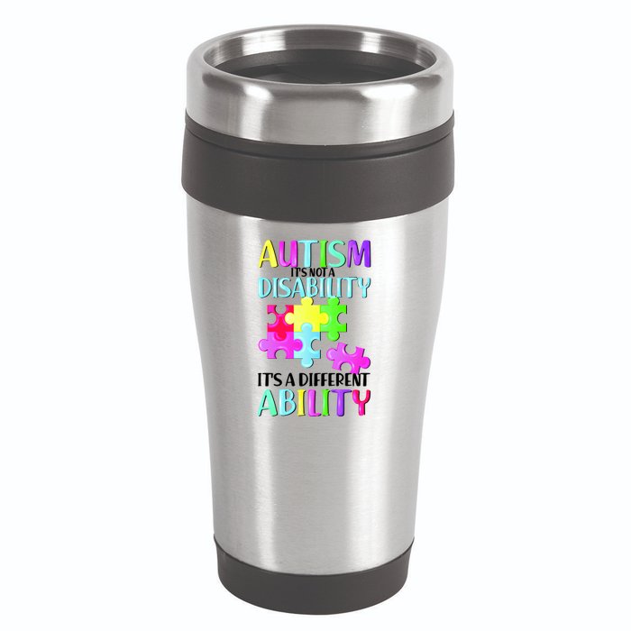 Autism It's Not A Disability It's An Ability Awareness Puzzle 16oz Travel Tumbler