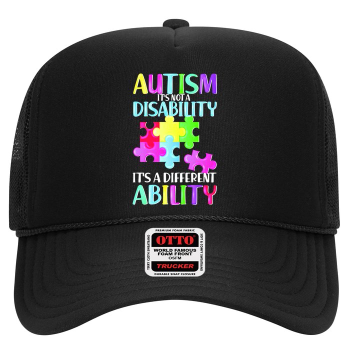 Autism It's Not A Disability It's An Ability Awareness Puzzle Trucker Hat