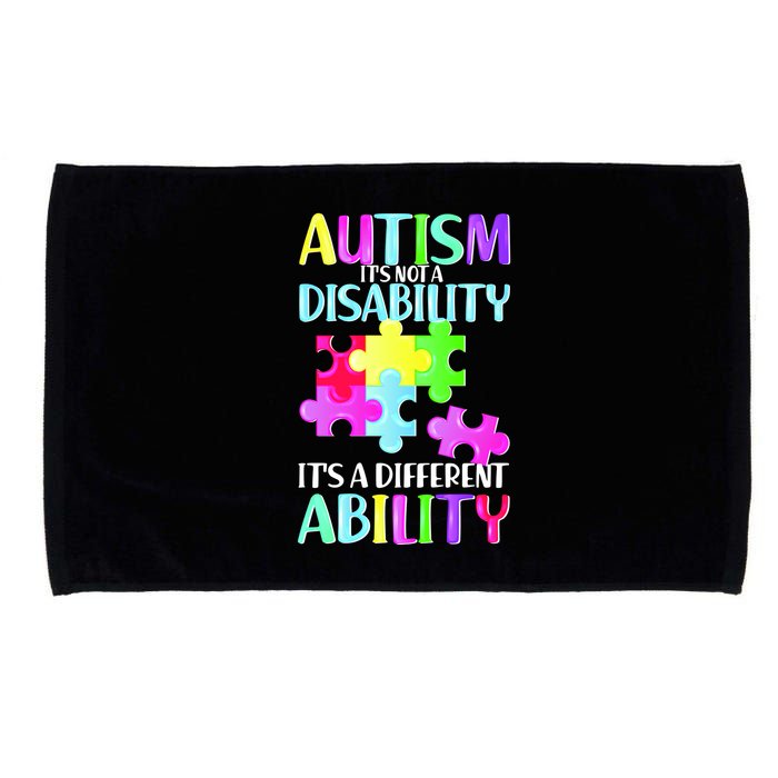 Autism It's Not A Disability It's An Ability Awareness Puzzle Microfiber Hand Towel
